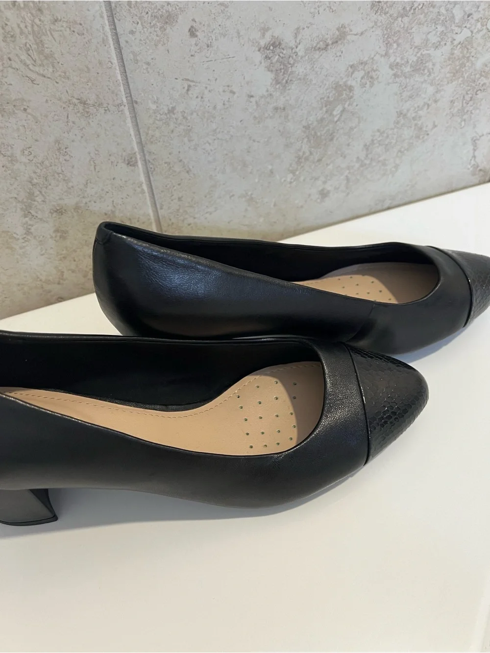 Easy Spirit Black Rainy Pumps Block Heel (Wide Width)